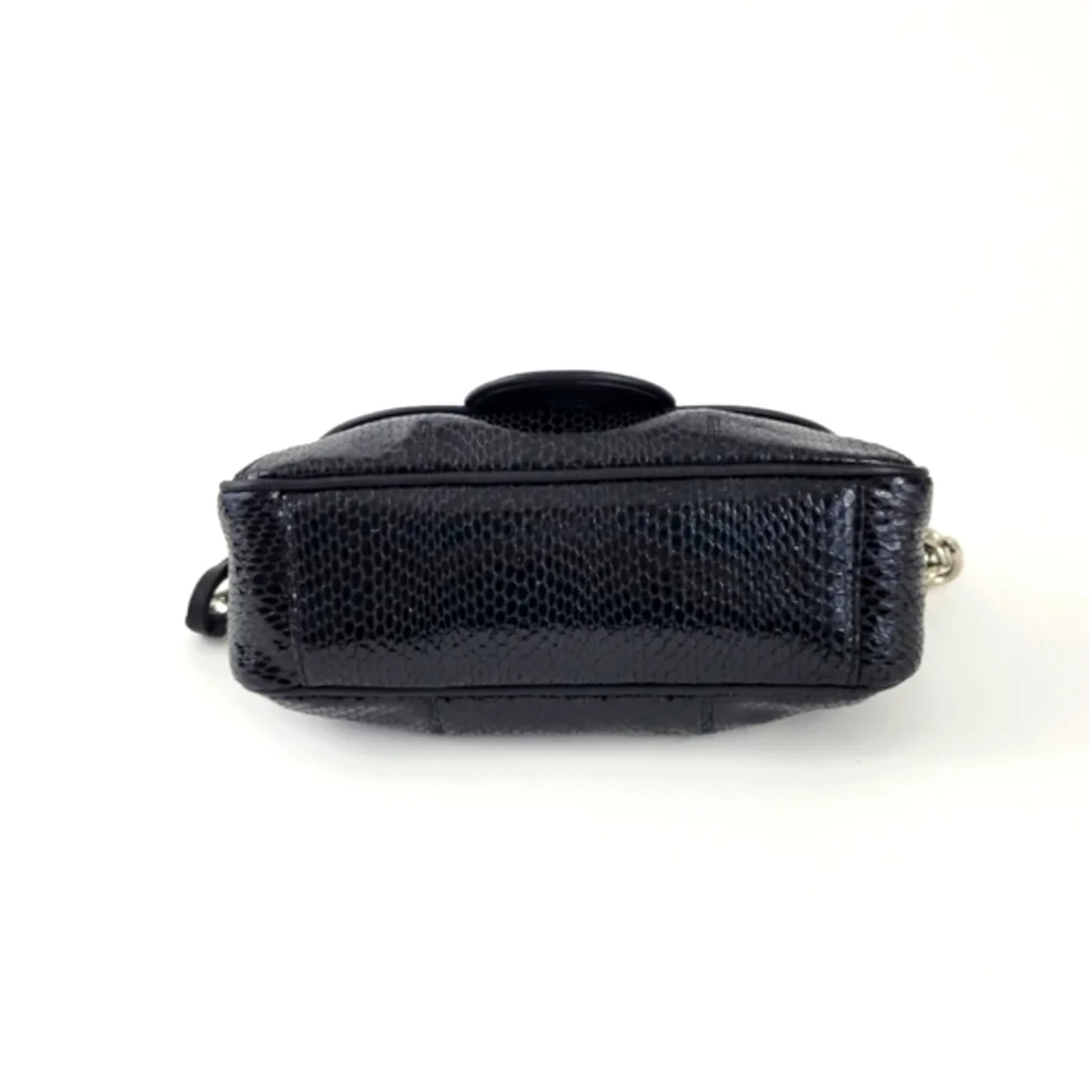 Brighton Collection Croc Embossed  Silver  Chain Strap Leather Shoulder  Bag